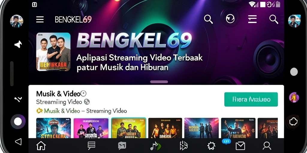 Tampilan antarmuka BENGKEL69 yang menarik dan intuitif untuk streaming video.