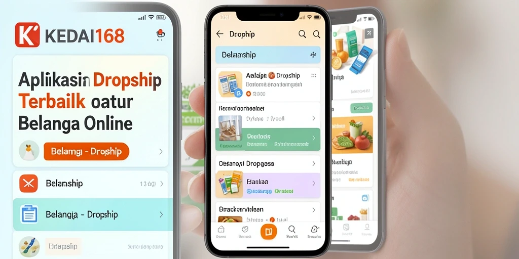 Tampilan antarmuka aplikasi KEDAI168 yang menarik dan intuitif untuk Dropship.