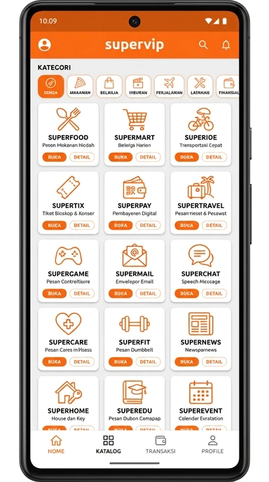 Tampilan katalog aplikasi supervip