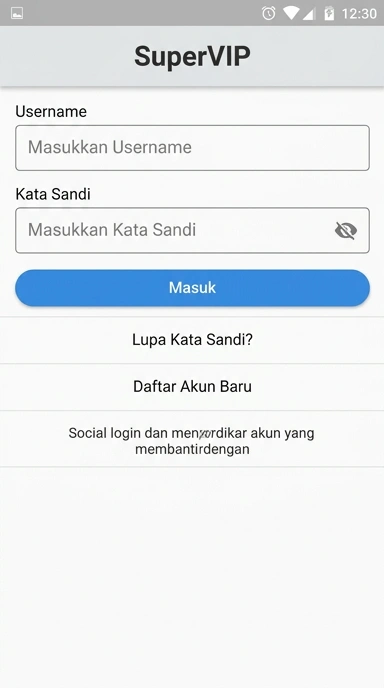Tampilan halaman login supervip